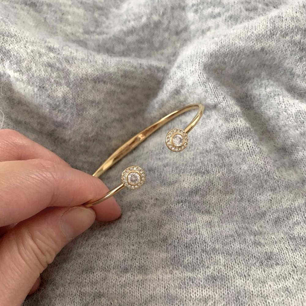 Gold Tone Bangle with Crystals